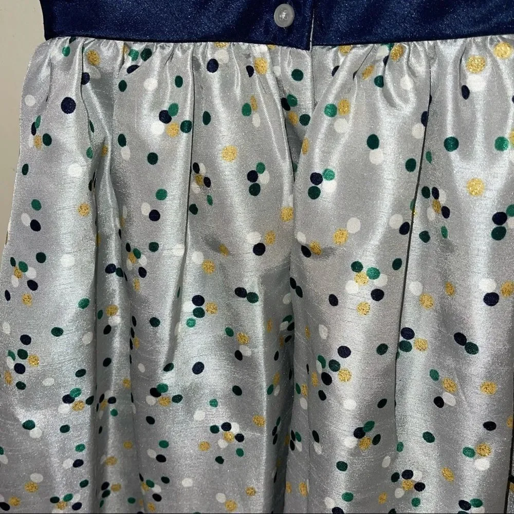 Gymboree Silver & Polka Dot Dress with Belt‎ & Bow Accents
